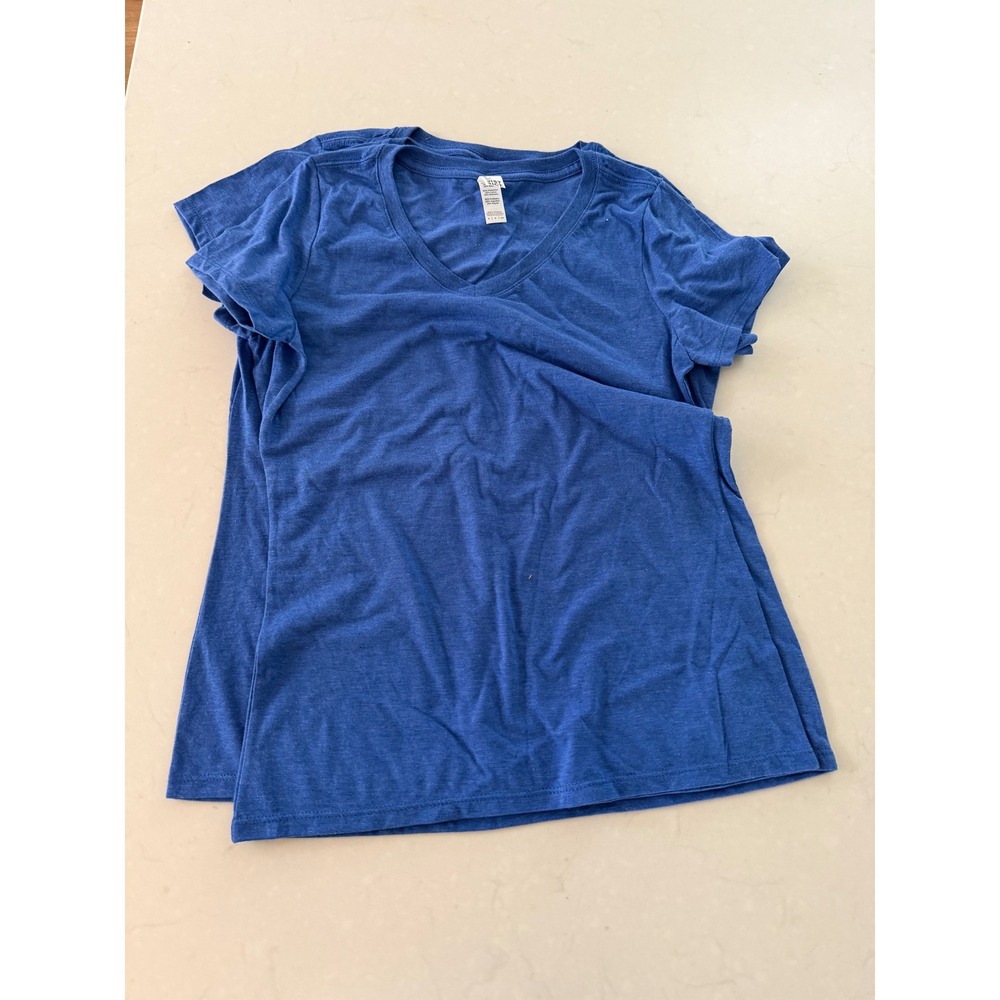 District Perfect Tri V-Neck T-Shirt Womens Small Heather Royal Blue DM130L - Picture 5 of 5